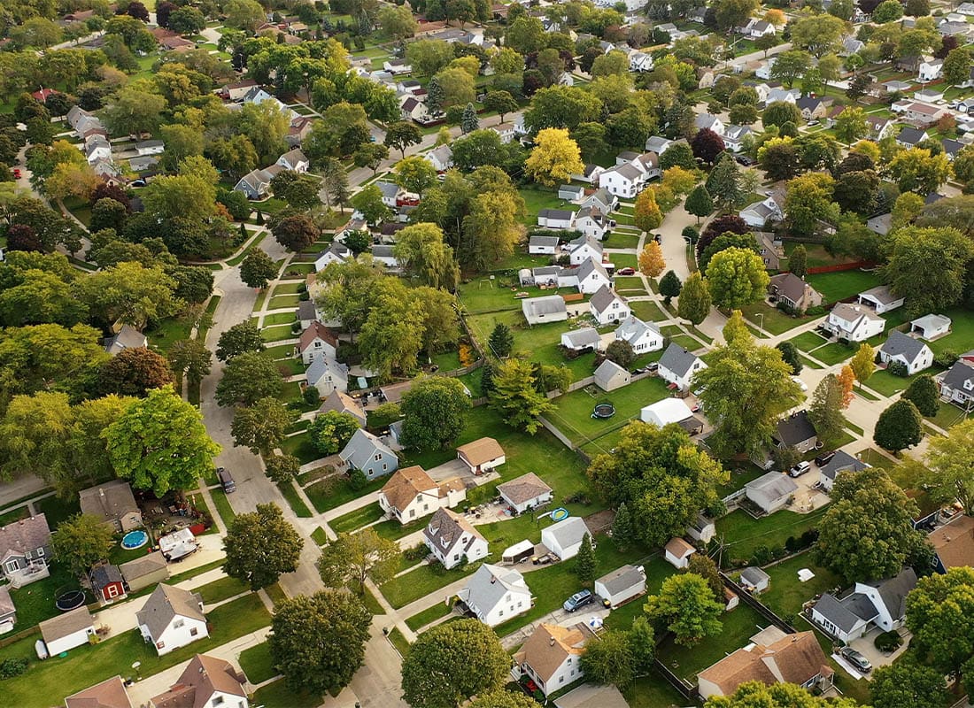Batavia, OH - Establishing Shot of America's Suburb. Residential Single Family Houses Pattern